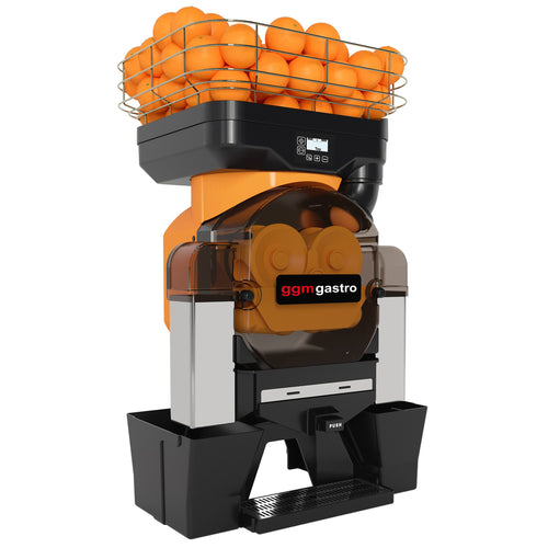 Automaattinen appelsiinimehustin - 550 W - 28 appelsiinia/min - ominaisuuksilla: Push & Juice -painike, automaattinen hedelmänsyöttö, automaattinen puhdistusjärjestelmä, hedelmälaskuri, digitaalinen ohjaus, mehun saanto jopa