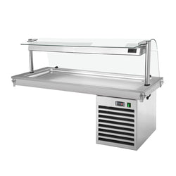 Upotettava kylmälevy - 1500 mm - +2–+8 °C - 4 x GN 1/1 - 450 W - lasisuojalla