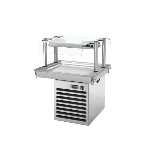 Upotettava kylmälevy - 800 mm - +2–+8 °C - 2 x GN 1/1 - 350 W - kaksipuoleinen lasisuoja