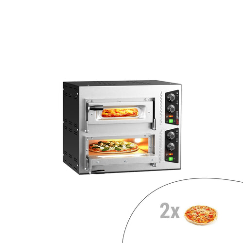 Sähköinen pizzauuni (samottikivipohja) - 580x480 mm - 1+1 x Ø 35 cm - enintään 450 °C - Manuaalinen - pinottava