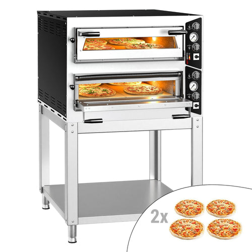 Sähköinen pizzauuni (samottikivipohja) - 920x990 mm - 4+4 x Ø 35 cm - enintään 450 °C - Manuaalinen - sis. alarunko