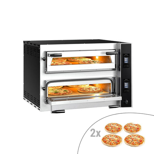Electric Deck Pizza Oven - Twin Deck - Refractory Stone Deck - 4+4 x Ø 35cm (13.8") - Touchscreen Controls - up to 400°C
