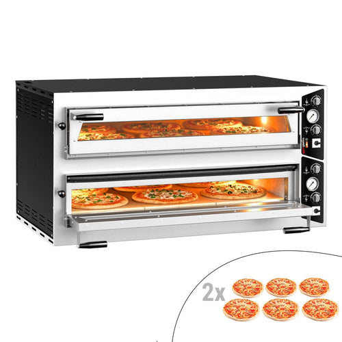 Electric Deck Pizza Oven - Twin Deck - Refractory Stone Deck - 6+6 x Ø 35cm (13.8") - Mechanical Controls - up to 450°C