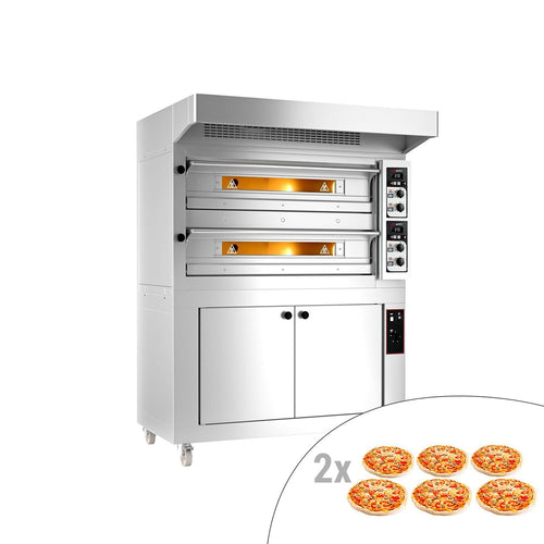 Sähköinen pizzauuni - 1420x1320 mm - 6+6 x Ø 33 cm - enintään 400 °C - Manuaalinen - sis. haube ja käymiskaappi
