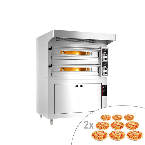 Sähköinen pizzauuni - 1420x1670 mm - 9+9 x Ø 33 cm - enintään 400 °C - Manuaalinen - sis. haube ja käymiskaappi