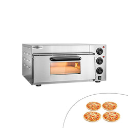 Sähköinen minipizzauuni (samottikivipohja) - 585x550 mm - 4 x Ø 20 cm - enintään 350 °C - Manuaalinen