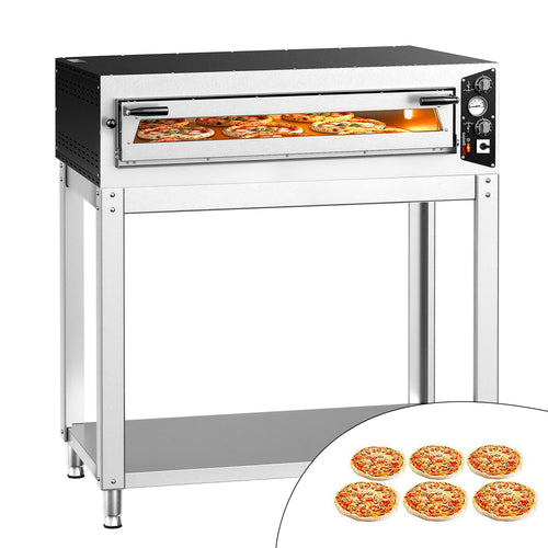 Sähköinen pizzauuni (samottikivipohja) - 1340x920 mm - 6 x Ø 35 cm - enintään 450 °C - Manuaalinen - pinottava - sis. alarunko