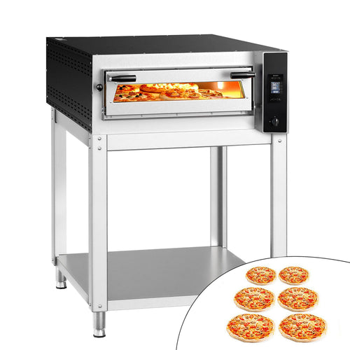 Sähköinen pizzauuni (samottikivipohja) - 1270x990 mm - 6 x Ø 35 cm - enintään 400 °C - Digitaalinen - pinottava - sis. alarunko