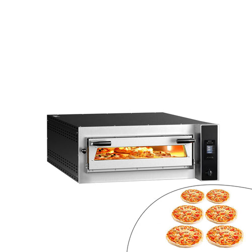 Sähköinen pizzauuni (samottikivipohja) - 1270x990 mm - 6 x Ø 35 cm (Syvä) - enintään 400 °C - Digitaalinen - pinottava
