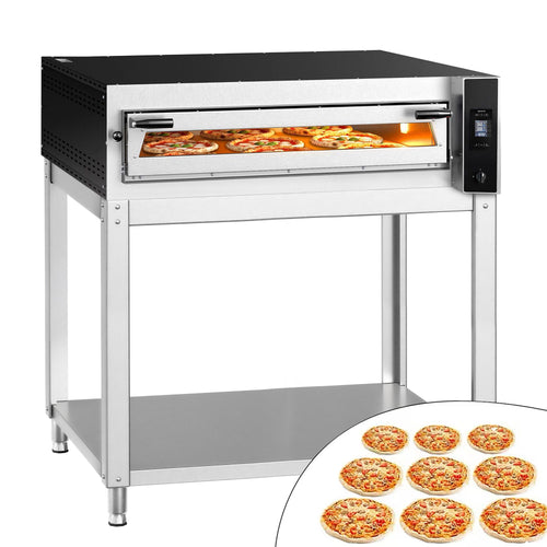 Sähköinen pizzauuni (samottikivipohja) - 1340x1270 mm - 9 x Ø 35 cm - enintään 400 °C - Digitaalinen - pinottava - sis. alusta