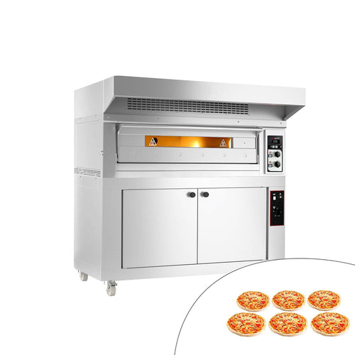 Sähköinen pizzauuni (samottikivipohja) - 1320x1420 mm - 6 x Ø 33 cm - enintään 400 °C - Manuaalinen - sis. haube ja käymiskaappi