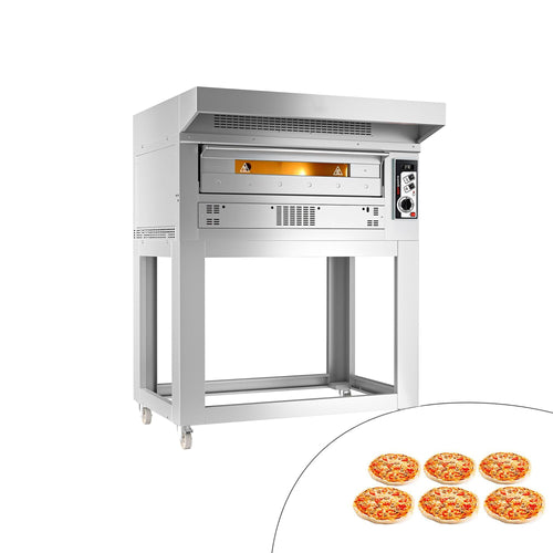 Kaasukäyttöinen pizzauuni (samottikivipohja) - 6 x Ø33cm - enintään 400 °C - Manuaalinen - sis. huuva ja alarunko