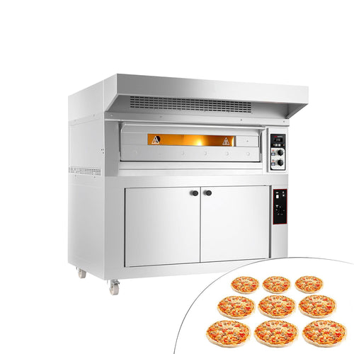 Sähköinen pizzauuni (samottikivipohja) - 9 x Ø 33 cm - Ø 33 cm pizza - enintään 400 °C - Manuaalinen - 1670x1420 mm - sis. ruostumattomasta teräksestä huuva, taikinakaappi