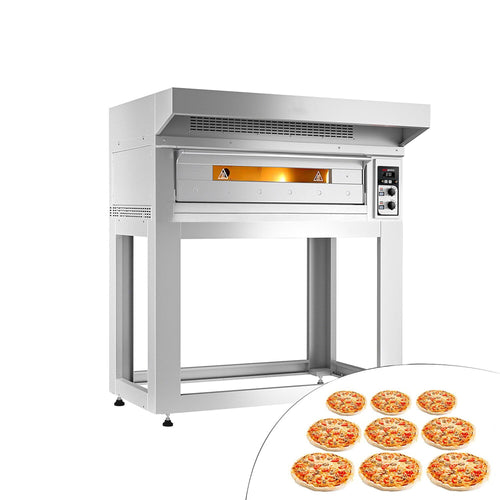 Sähköinen pizzauuni (samottikivipohja) - 1670x1420 mm - 9 x Ø 33 cm - enintään 400 °C - sis. huppu & alarunko