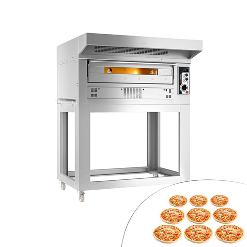 Kaasukäyttöinen pizzauuni (samottikivipohja) - 9 x Ø 33 cm - enintään 370 °C - Manuaalinen - sis. huppu ja alarunko