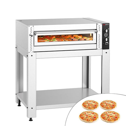 Sähköinen pizzauuni (samottikivipohja) - 940x1110 mm - 4 x Ø 34 cm - enintään 450 °C - Manuaalinen - sis. alustarunko