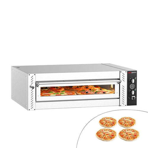Sähköinen pizzauuni (samottikivipohja) - 1110x940 mm - 4 x Ø 34 cm - enintään 450 °C - Manuaalinen
