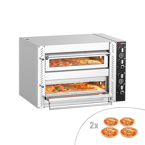 Sähköinen pizzauuni (täyssamotti) - 1040x850 mm - 4+4 x Ø 30 cm - enintään 450 °C - Manuaalinen
