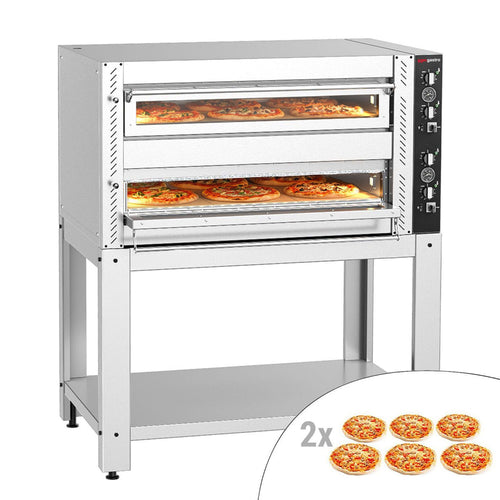 Sähköinen pizzauuni (samottikivipohja) - 1320x850 mm - 6+6 x Ø 30 cm (Leveä) - enintään 450 °C - Manuaalinen - sis. alarunko