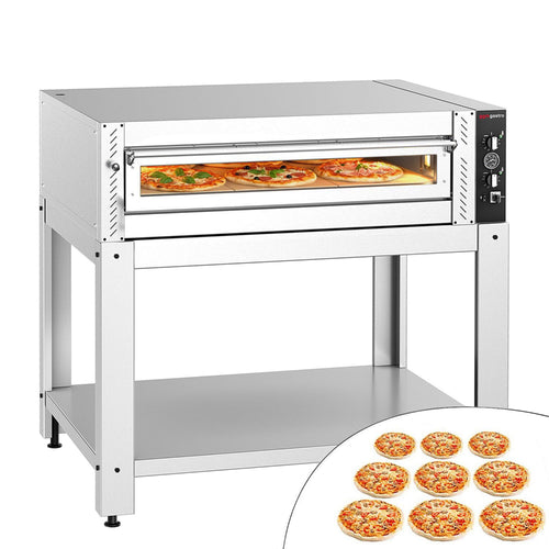 Sähköinen pizzauuni (samottikivipohja) - 1320x1150 mm - 9 x Ø 30 cm - enintään 450 °C - Manuaalinen - sis. alarunko