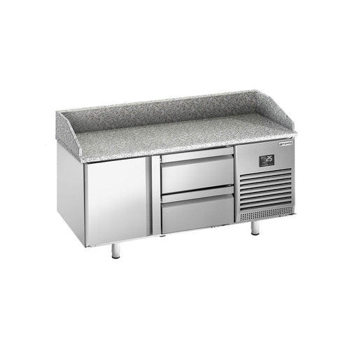 Pizzakylmäpöytä PREMIUM PLUS - 1490x700 mm - 1 ovea & 2 vetolaatikkoa