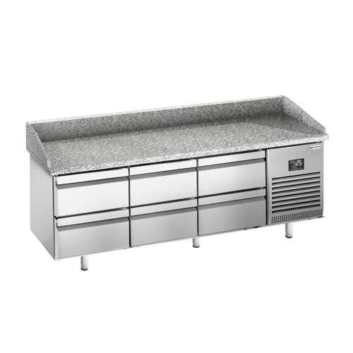 Pizzakylmäpöytä PREMIUM PLUS - 1980x700 mm - 6 vetolaatikkoa