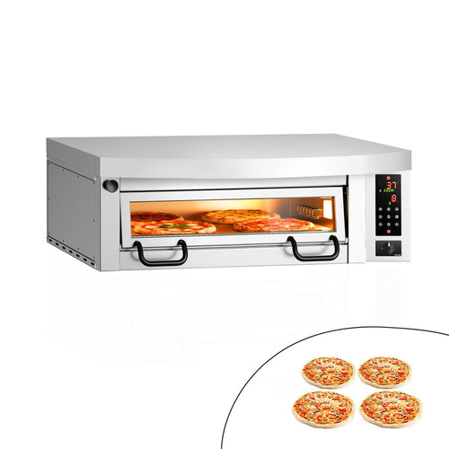 Sähköinen pizzauuni Power (samottikivipohja) - 1130x1270 mm - 4 x Ø 34 cm - Ø 34 cm pizza - enintään 450 °C - Digitaalinen - sis. huppu