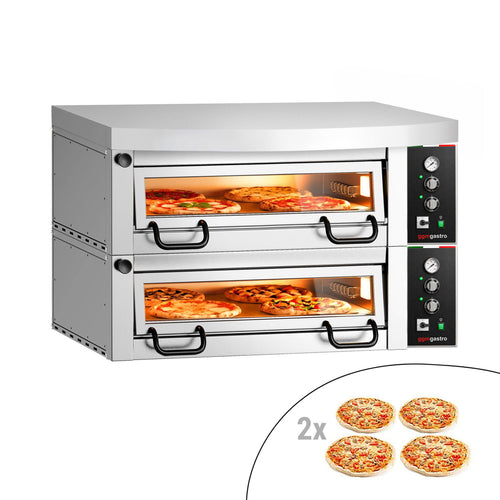 Sähköinen pizzauuni Power (samottikivipohja) - 1112x1010 mm - 4+4 x Ø 34 cm - enintään 450 °C - Manuaalinen - sis. haube