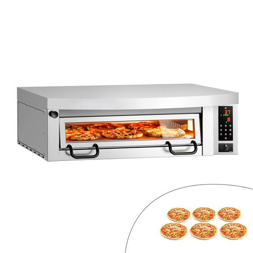 Sähköinen pizzauuni Power (samottikivipohja) - 1462x1010 mm - 6 x Ø 34 cm - enintään 450 °C - Digitaalinen - sis. huppu