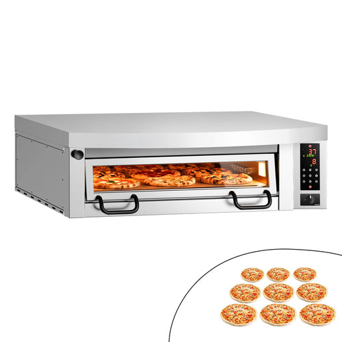 Sähköinen pizzauuni Power (samottikivipohja) - 1462x1360 mm - 9 x Ø 34 cm - enintään 450 °C - Digitaalinen - sis. huuva