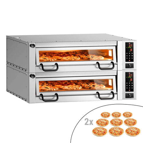 Electric Deck Pizza Oven Power - Twin Deck - Refractory Stone Deck - 9+9 x Ø 34cm (13.4") - Touchscreen Controls