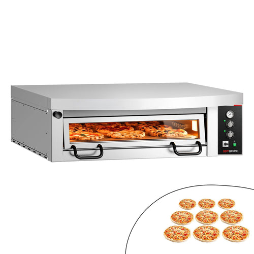 Electric Deck Pizza Oven Power - Single Deck - Refractory Stone Deck - 9 x Ø 34cm (13.4") - 230V 3 Phase - Mechanical Controls - incl. Hood