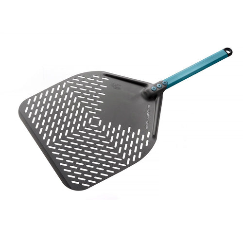 Pizzalapio - EVOLUZIONE - anodisoitu alumiini - jäykkä terä - 300x300 mm - rei'itetty - S.H.A.-anodisointi - alumiinivarsi 60 cm