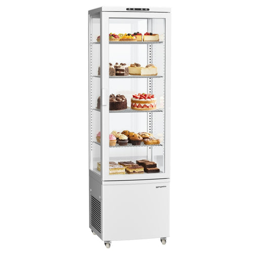 4-sivuinen kylmävitriini / Panoramakylmävitriini Gerda - 235 l - 515x485 mm - kaksinkertainen lasi - 1 lasiovi - 4 hyllyä - LED-valaistus - valkoinen