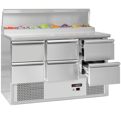 Salaattipöytä ECO - 1368x700 mm - 6 vetolaatikkoa - varten 8x GN 1/6