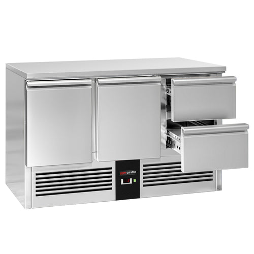 Kylmäpöytä PREMIUM - 1370x700 mm - 368 l - 2 ovea - 2 laatikkoa