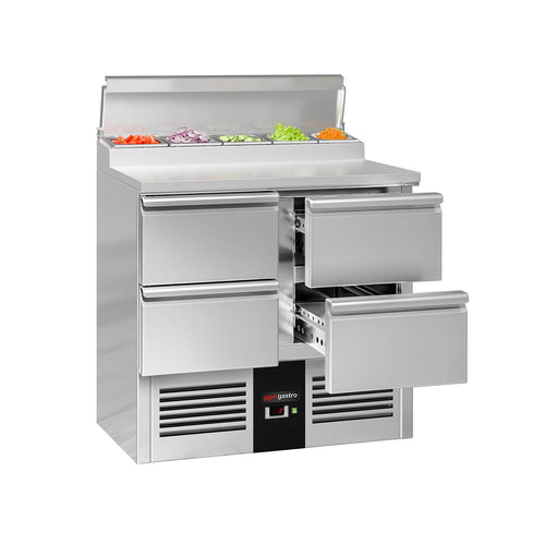 Salaattipöytä Mini PREMIUM - 900x700 mm - 4 vetolaatikkoa - varten 5x GN 1/6