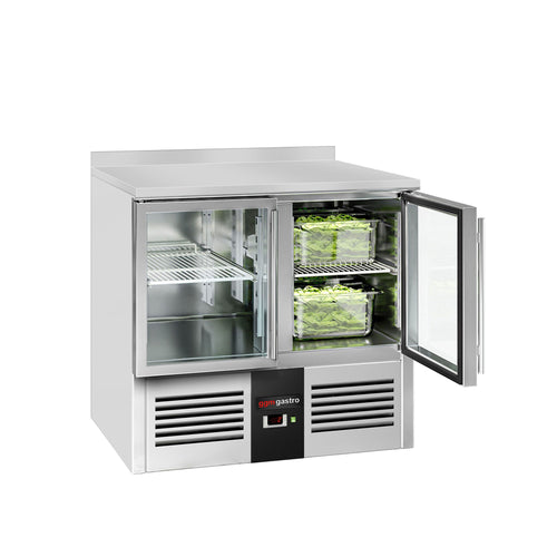 Kylmäpöytä PREMIUM - 900x700 mm - 240 l - 2 lasiovea - Takakoroke