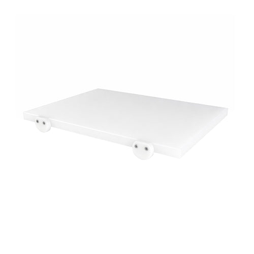 Leikkuulauta - 300x500 mm - Paksuus: 20 mm - HACCP-yhteensopiva - HDPE (polyeteeni) - Valkoinen - Liukuestojaloilla - Ammattikäyttöön