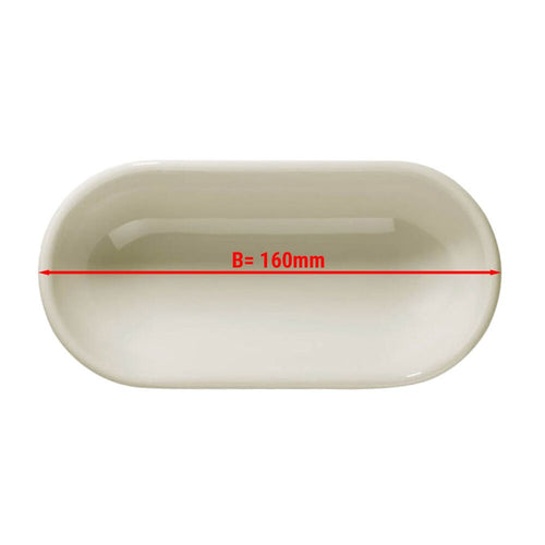 (6 kpl) tarjoilukulho - TEOS - posliini - soikea - 160x65 mm - pinoutuva, konepesunkestävä - kermanvärinen