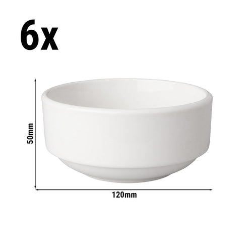 (6 kpl) Jälkiruokakulho - Budgetline - posliini - 260 ml - kulmikas - 120x120 mm - pinoutuva, konepesunkestävä, mikroaaltouunin ja uunin kestävä, ravintolakäyttöön - valkoinen
