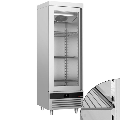 Commercial Upright Fridge Stainless steel PREMIUM - 600L - with 1 glass door
