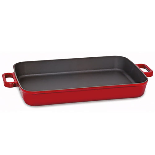 Cast Iron Baking Dish - 300x220mm - Height: 60mm - Red - Induction Compatible