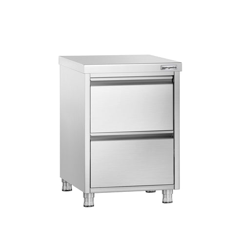 Työkaappi PREMIUM - ruostumaton teräs - 2 vetolaatikkoa - 500x700 mm