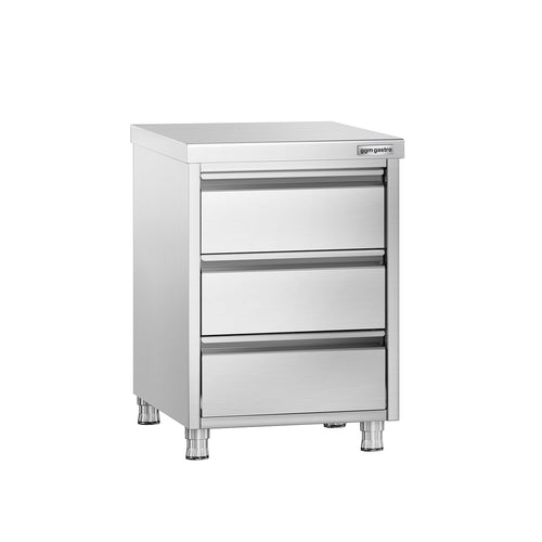 Työkaappi PREMIUM - ruostumaton teräs - 3 vetolaatikkoa - 500x700 mm