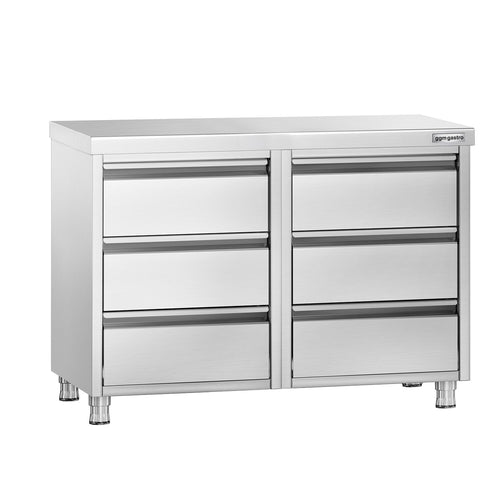 Työkaappi PREMIUM - ruostumaton teräs - 6 vetolaatikkoa - 1000x600 mm