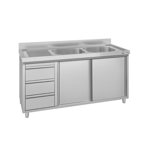 RST-allaskaappi ECO - 1400x700mm - 3 laatikkoa ja 2 allasta oikealla puolella