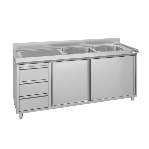 RST-allaskaappi ECO - 1800x600mm - 3 laatikkoa ja 2 allasta oikealla puolella.
