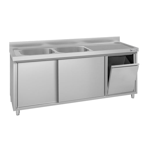 RST-allaskaappi ECO - 2000x600mm - jätesäiliöllä ja 2 altaalla vasemmalla.