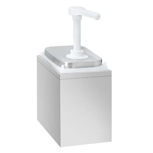 Commercial Sauce Dispenser with Pump - 2 litres - Stainless steel 18/8 - 135x215x325mm - adjustable dose - with container - incl. stainless steel frame